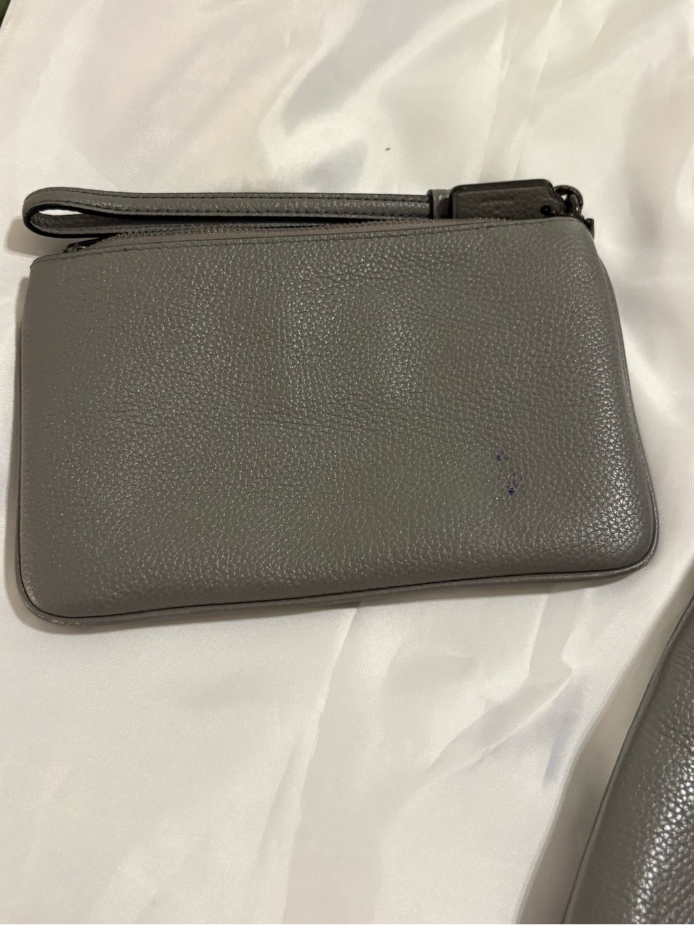 Coach Gray Leather Goofy Zip Wristlet with Blue Accent - Picture 2 of 2